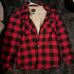 CQR Red and Black Plaid Jacket with Sherpa Lining